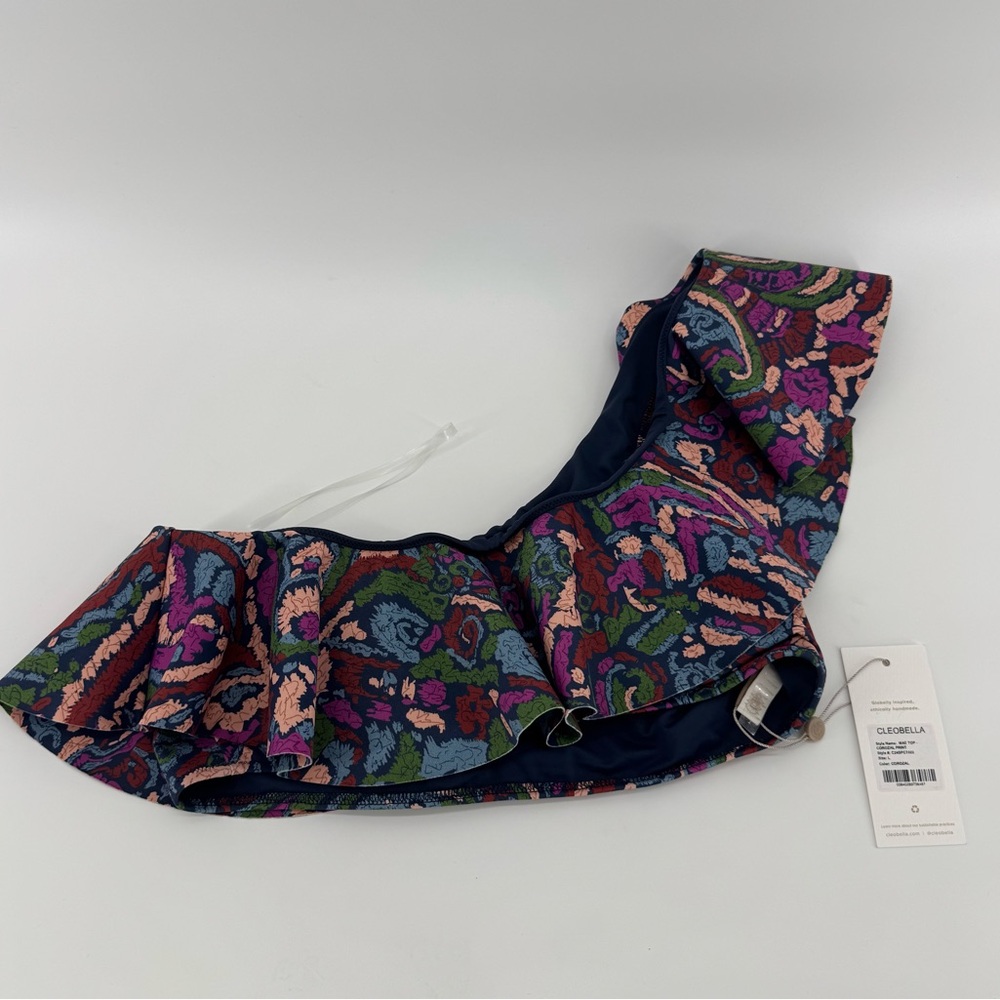 NWT Cleobella Mae corozal Multicolor One-Shoulder Bikini set szL - Picture 9 of 10